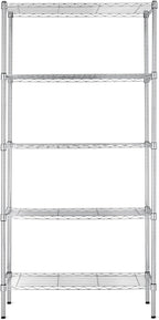 Amazon Basics 5-Shelf Adjustable Heavy Duty Steel Wire Rack Storage Shelving Organizer for Kitchen, Garage, 36" L x 14" W x 72" H, Chrome