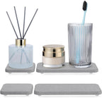 Water Absorbing Stone Tray for Sink | Quick Drying Diatomaceous Earth Coasters | Soap Dish Holder & Toothbrush Holder for Bathroom Counter | Hand Soap & Plant & Toiletries | Grey 4-Pack