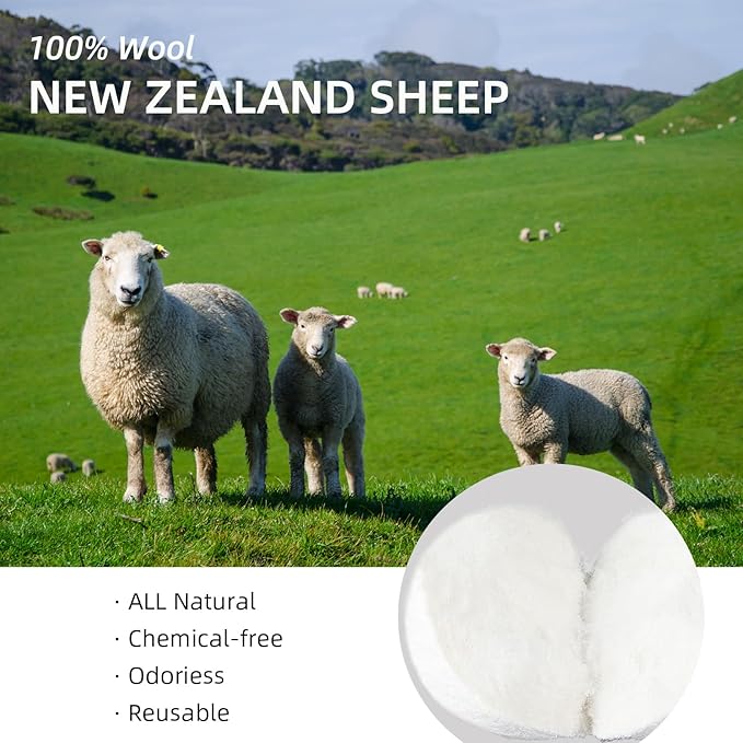 Wool Dryer Balls Handmade 6 Pack XL,organic wool dryer balls laundry reusable 1000 Loads,100% Natural New Zealand Wool Fabric Softener-anti static laundry,Reduces Drying Time,Baby Safe & Odorless gray