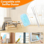 50 PCS Disposable Dusters Refills Compatible with Swiffer, Blue Bulk Heavy Duty Duster,Multisurface 360 Degree Replacement Head for Dusting with 1 Handle