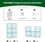 C&AHOME Wire Cube Storage, 6 - Cube Organizer Metal C Grids, Modular Shelves Units, Closet Organizer, Ideal for Home, Office, Living Room, 36.6”L x 12.4”W 36.6”H, Blue UWCS3006B