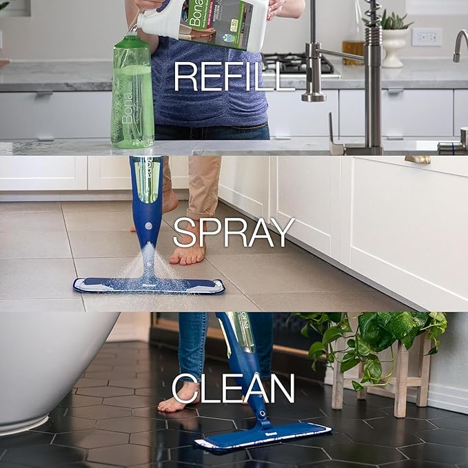 Bona Multi-Surface Floor Cleaner Refill - 64 fl oz - Unscented - Refill for Bona Spray Mops and Spray Bottles - Residue-Free Floor Cleaning Solution for Stone, Tile, Laminate, and Vinyl Floors