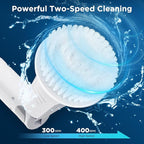 Electric Spin Scrubber, 2024 New Bathroom Cleaner, Power Shower Cleaning Brush with Extendable Handle & 4 Brush Heads, Shower Scrubber for Bathtub Tile Grout Kitchen Window and Floor (White/Gray)