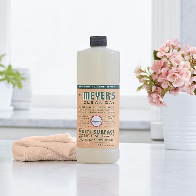MRS. MEYER'S CLEAN DAY Multi-Surface Cleaner Concentrate, Use to Clean Floors, Tile, Counters, Geranium, 32 fl. oz - Pack of 2