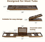 Teak Bathtub Tray, Wooden Tray Caddy for Bathtub, Luxury Bathroom Trays for Home Spa Relaxation, Teak Bathtub Caddy as Housewarming, Wedding Gifts for Women (Walnut Teak)