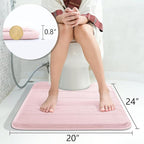 Yimobra Memory Foam Toilet Bath Mat U-Shaped, 24 X 20 Inches,Soft and Comfortable, Super Water Absorption, Non-Slip, Machine Wash and Easier to Dry for Bathroom Commode Contour Rug, Pink