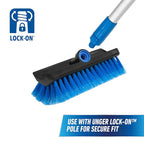 Unger Professional Lock-On HydroPower 10” Bi-Level Soft Wash Brush, Compatible with Waterflow Poles, Outdoor Cleaning Supplies, Great for Patios, Siding, Windows, Cars, and Boats