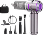 Cordless Handheld Vacuum & Air Duster – 4 in 1 Mini Portable 18000PA, Brushless Car Vacuum Cleaner, Blower & Inflator for Home, Office & Travel – Purple