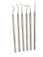 Premium Set of 12 Stainless Steel Precision Micro Probe Set Combo-Straight, Single, Short Double, Long Double, Triple and Hook Tips -Pick Tool Set 5.5"(14CM) (Set of 6 Each)