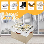 Shoe Storage Organizer for Closet,Stackable Shoe Storage Box for Entryway,Cube Storage Cabinet,Organizador De Zapato,Folding House Container with Clear Cover,Portable Holder Shoe Rack(Brown)