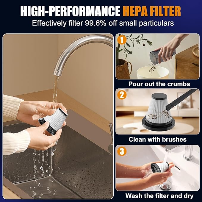 7000Pa Mini Vacuum Cleaner: Handheld Vacuum & Electronics Duster & Hand Pump Cordless Keyboard Vac 3-Gear Compressed Air Blower for Computer Sewing Machine Laptop Car Home Office