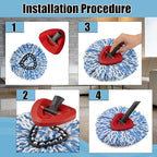 10PCS Spin Mop Replacement Heads,with Only Fit for RinseClean 2-Tank System,Machine Washable & Easy to Replace.Including 8 Spin mop Replacement Heads, 1 Brush Head and 1 Base