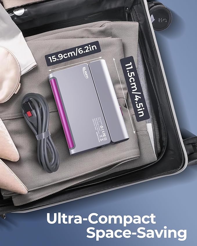 1200W Travel Steamer for Clothes Portable Mini, Dual Voltage, Small Foldable Clothes Steamer and Iron, Compact Garment steamer,15s Fast Heat-Up, Pluggable Cable, Worldwide Travel (110-220V)