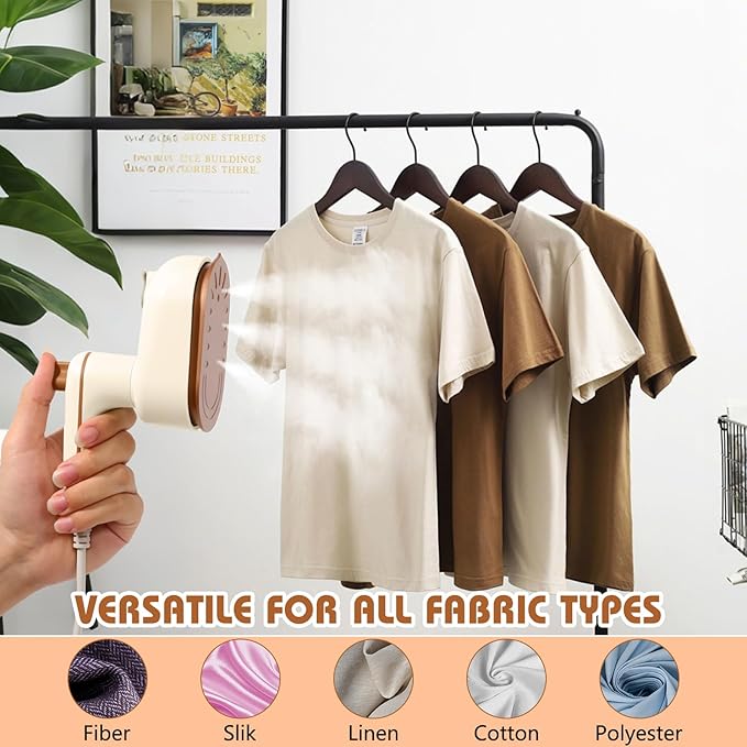 Handheld Portable Steam Iron, 2-in-1 Steamer and Iron, Saker Portable Steamer for Clothes, Continuous Steam & Dry Ironing, 180° Swivel Handle, Compact for Home, Dorm, Travel, Hotels (White)