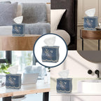 Zahari Home 2pc Capri Bathroom Decor Set Waste Basket for Bathroom & Tissue Cover Modern Classic Decor Stylish Unique Design Beautiful Royal Blue Bathroom Accessories Set