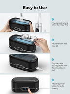 Ultrasonic Jewelry Cleaner, 48KHz Ultrasonic Cleaner Machine for Jewelry, Glasses, Rings, Retainers, Watch Strap, Dentures, 304 Stainless Steel 12oz Cleaning Pod - Black