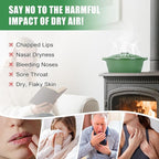 G GOOD GAIN Wood Stove Steamer - Cast Iron Stove Humidifier with Large Opening Top | Oval Bowl Fire Place Stove Pot for Home Heating Decorative | Matte Finish & 2.7 Quart, Green