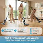OLIXIS Wet Dry Vacuum Cleaner, Cordless All-in-One Vac Mops, Vacuum Mop with Self-Cleaning System, Dual Water Tank Design, Tangle-Free Brush, Dual-Edge Cleaning, 35-Min Runtime