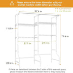 ULIFHOME U14 Medium Over the Washer and Dryer Shelves, 4 Tiers Laundry Room Storage and Organizer System, Space Saving Clothes Drying Rack with 2 Clothes Hanger Rods, 57.8"W x 20.5"D x 77.4"H, White