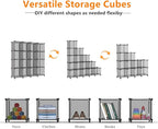 AWTATOS Cube Storage Organizer, 16 Cube Closet Organizer, Stackable Storage Cube Shelves, DIY Portable Closet Clothes Organizer Shelving for Bedroom, Closet, Wardrobe, Bathroom, Grey