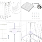 C&AHOME Wire Cube Storage, 8-Cube Organizer Metal C Grids Storage, Storage Bins Shelving, Modular Shelves, DIY Closet Cabinet Ideal for Living Room, Home, Office 24.8" L x 12.4" W x 48.4" H White