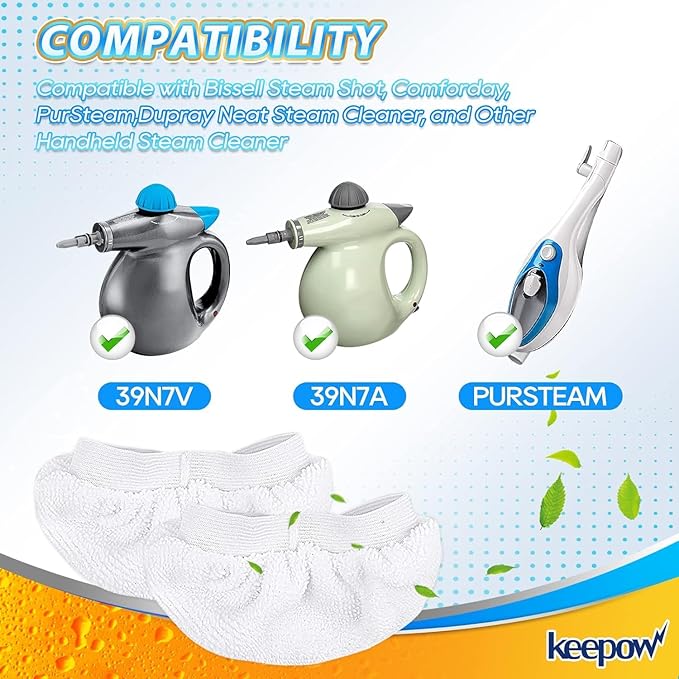 KEEPOW Universal Microfiber Cloths for Handheld Steam Cleaner Attachments Compatible with Wagner Spraytech, Bissell Steam Shot, Comforday, PurSteam, Washable Rags, 10 Pack