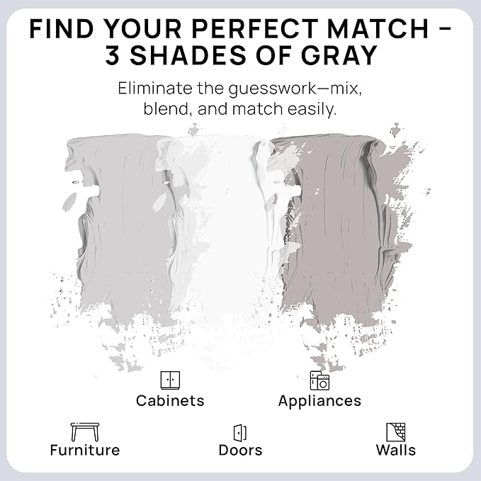 spot. Touch-Up Paint | Matte Finish for Cabinets, Walls, Doors & Furniture | Multi-Tone Gray Repair Kit | Quick-Dry, Self-Priming, Low-Odor, Eco-Friendly | No-Sanding or Primer Needed | 3 Pack