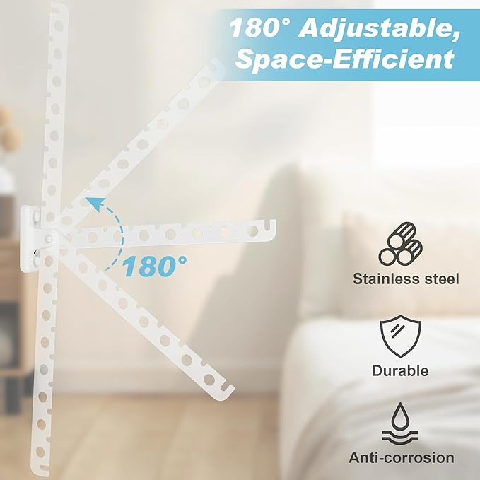 Alise Cloths Drying Rack Wall Mounted,Stainless Steel Folding Laundry Hanging Racks,Swivel Space Saving Clothes Hanger Rack for Bedroom Bathroom Laundry,Matte White,Double Pack