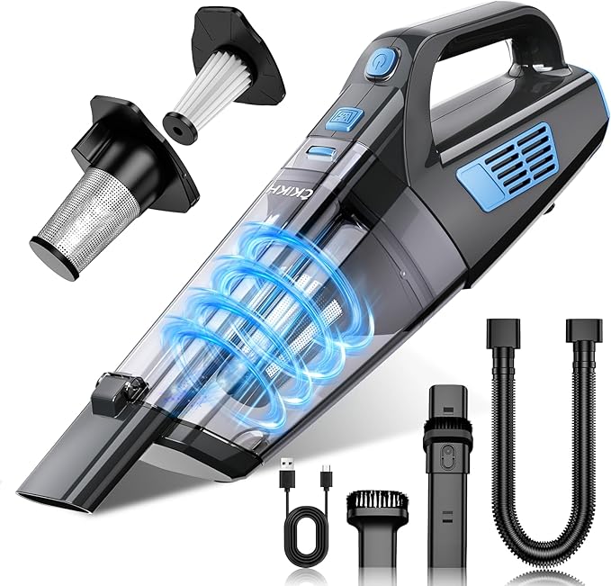 Handheld Vacuum Cordless, 15000PA Strong Suction Hand Held Car Vacuum Cleaner Portable with Multi-Nozzles & Washable Filter, Lightweight Dust Busters Rechargeable for Home, Car, Office, Pets