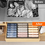 Lifewit 4 Pack Clothes Organizer, 6 Grids Closet Jean Storage Bins with Handles and Support Boards, Foldable Drawer Organizer for Sweater, Pants, T-shirt, Dress, Grey, Size 16.5''x10.6''x7.1''