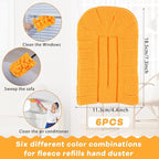 Zubebe 6 Pcs Duster Refill Reusable Fleece Duster Refills Feather Flat Dusters Multi Surface Washable Cleaning Pads Tools for Home, Blinds, Car, Pet, Furniture, Fans (Orange)