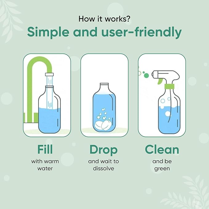 Green Llama Eco-Friendly and Sustainable All-Purpose Refill Tablets | 8-Pack | Lemon Grass Scent | Natural Cleaning Solution for Home with Certified Compostable Packaging