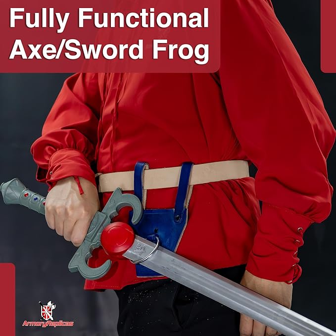 Armory Replicas - Ring Leather Universal O-Ring Medieval Style Axe Holder Belt Frog - Hand Crafted Genuine Leather Costume Weapon Holster Holder
