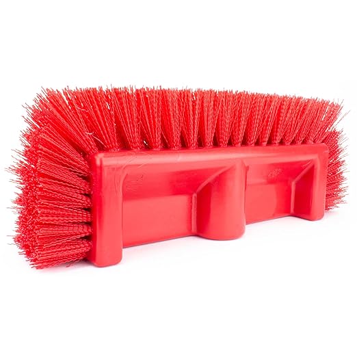 SPARTA Multi-Level Tile Scrub Brush 12" Wide Brush Head, Heavy-Duty Tile Cleaning Brush with End Bristles for Commercial Tiles, Tubs and Floor, Plastic, 12 Inches, Red, (Pack of 12)