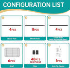 SINGAYE 6 Shelf Storage Wire Shelves Closet Bathroom Organizers Metal Pantry Kitchen Small Garage Shelving Unit Laundry Room Organization Home Narrow Rack Net Basket with Wheels Black