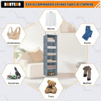 Hanging Closet Organizer and Storage 6-Shelf, Easy Mount Foldable Hanging Closet Wardrobe Shelves, Clothes Handbag Shoes Accessories Storage, Washable Oxford Cloth Fabric, Grey