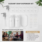 Glass Soap Dispenser - Dish Soap Dispenser for Kitchen and Hand Soap Dispenser Set, Bathroom Soap Dispenser with 304 Rust Proof Pump, Soap Dispenser for Kitchen with Tray, White Bottle/Silver Pump