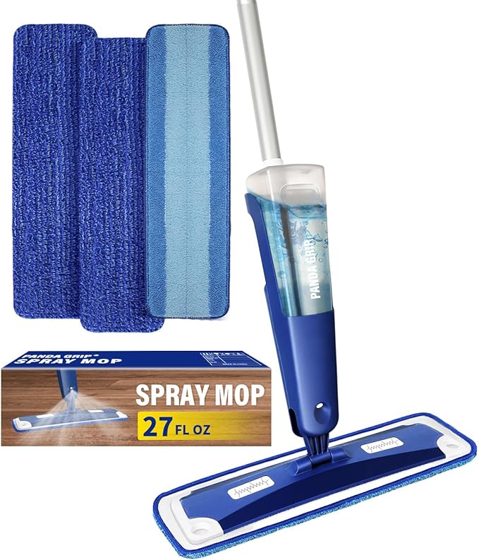 Mop for Multi-Purpose Floor Premium Spray Mop, 18 inch Professional Hardwood Wet and Dry Cleaning Mops with 3 Resuable Pads and Refilled Bottle, Blue