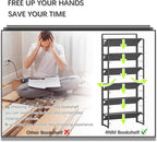 4NM No-Assembly 6 Tiers Folding Bookshelf Storage Shelves Vintage Bookcase Standing Racks Study Organizer Home Office (All Black)