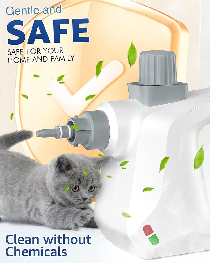 Pressurized Deep Cleaning Handheld Steam Cleaner for Home, Multi-Purpose Natural Steamer with 10 PCS Accessories for Kitchen, Car Detailing, Furniture, Bathroom, Floor, Tile and Grout