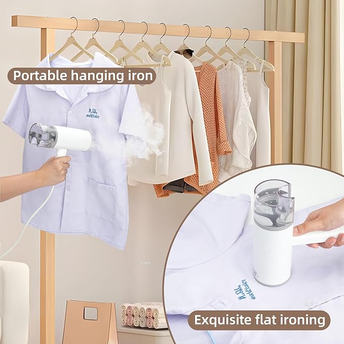Nexcrate Travel Clothes Steamer, Portable Garment Wrinkle Remover - 800W One-Touch Steam, Stainless Steel Plate & Foldable Handheld Design