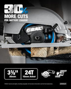 CRALY 3-3/8 Inch 24&36 Teeth Wood Cutting Framing/Fine Finish Circular Saw Blade, 15mm Arbor, Carbide Tipped, Thin Kerf, Black Ice™ Coating, for Plywood, MDF, OSB, Laminated, 2-Pack(C032436-2)
