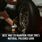 SOCAR Blue Suede Tire Shine Spray & Protectant. New-Tire Smooth Shine. for Rubber, Vinyl, Plastic, Leather, 16 fl oz. UV Protection, No Sling, for Cars, Motorcycles, RVs.