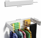 Wall Mounted Drying Rack for Laundry 31.5'', Folding Drying Rack Clothing Wall Mount with 5 Rods, Space Saving for Indoor Outdoor Bathroom Balcony (White 31.5")