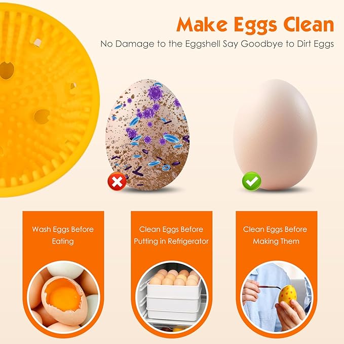 Egg Brush Cleaner, Egg Cleaner Scrubber for Fresh Eggs, Cute Chick Shaped Silicone Egg Washer, Reusable Multipurpose Washing Egg Tool for Fruits and Vegetables (Purple/Green)