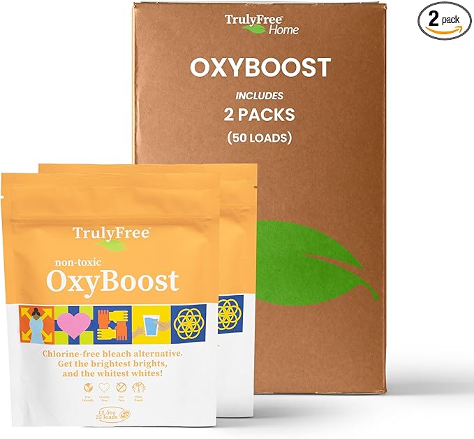 OxyBoost - Oxygen Whitener & Clothes Stain Remover Laundry Detergent Powder with Sodium Percarbonate - Brightens Whites & Safe for Colors - Non-Chlorine, Gentle Yet Powerful - Pack of 2