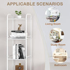 JSB 3 Tier Narrow Bathroom Shelving Unit, Kitchen Storage Rack Organizer Metal Corner Shelf for Living Room Laundry Pantry (Matte White, 3 Tier)