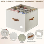 Vincona Shoe Organizer for Closet,2 Pack Shoe Storage Bins Foldable Shoe Storage Box Containers with Clear Cover and Sturdy Handles,Shoe Rack for Closet Storage for Sneakers Heels Slippers (Beige)