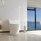 BGL Square Toilet Brush with Holder,Stainless Steel Rubber Painted Toilet Bowl Brush and Holder for Bathroom,2 Cleaner Brush Heads,Brushed Nickel