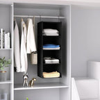 Hanging Closet Organizer, Easy Mount Foldable 4-Shelf Hanging Closet Wardrobe Storage Shelves, Clothes Handbag Shoes Accessories Storage, Washable Oxford Cloth Fabric, Black